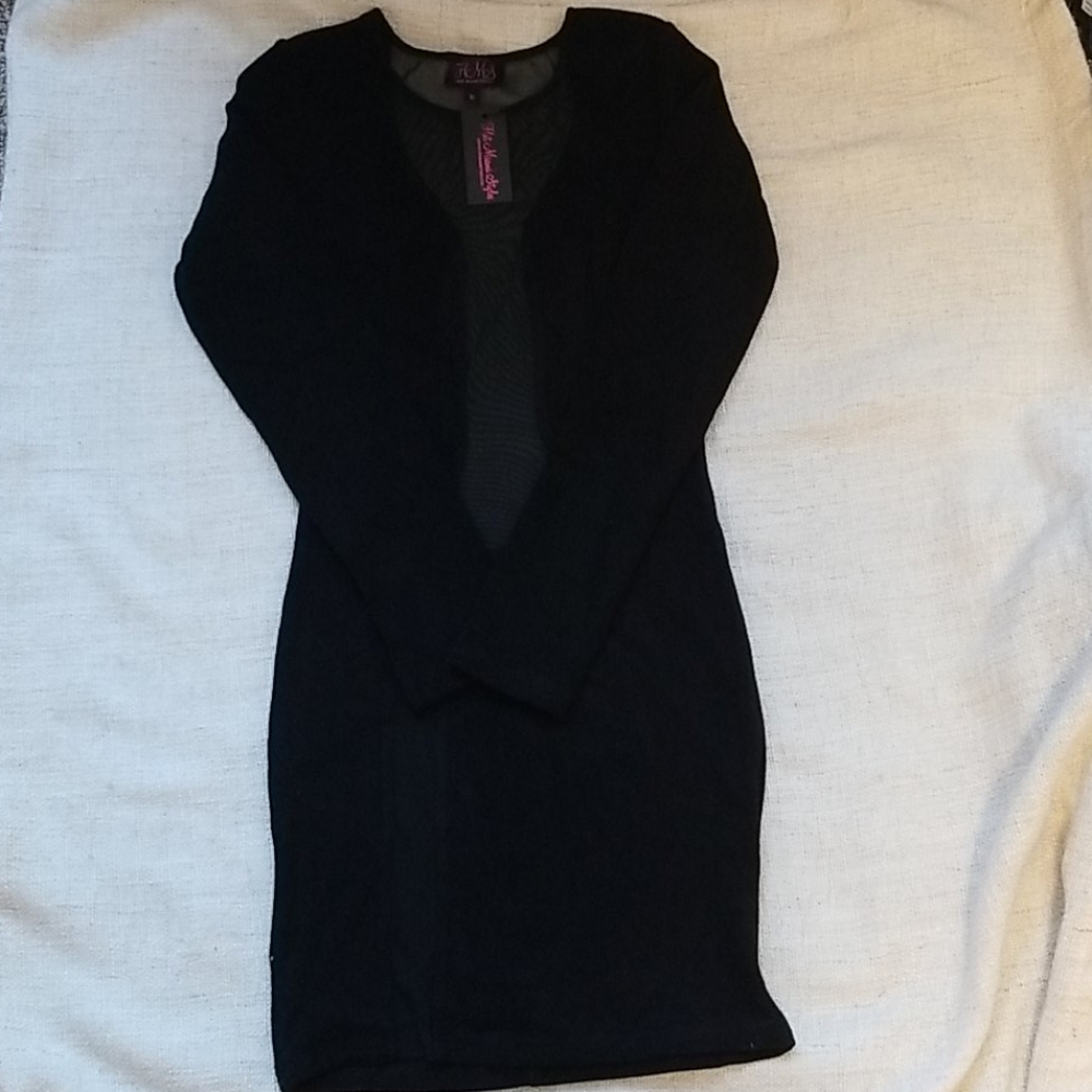 Hot Miami Styles Black Long Sleeves Dress (NEW)